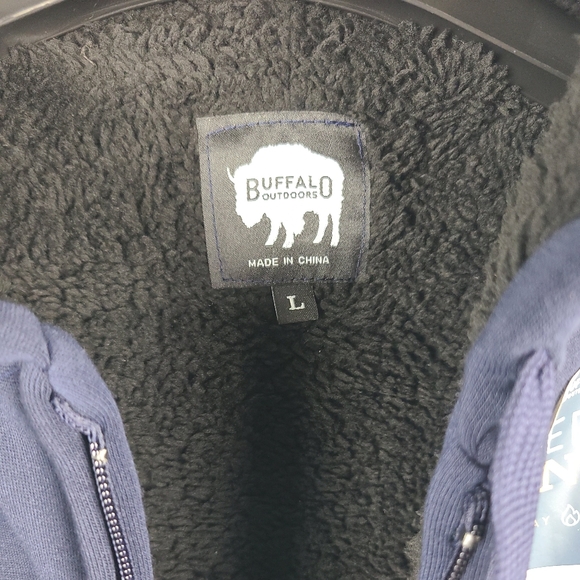 NEW Buffalo Outdoors Mens Sz Large Full Zip Sherpa Lined Hoodie Jacket Blue NWT - Picture 5 of 7